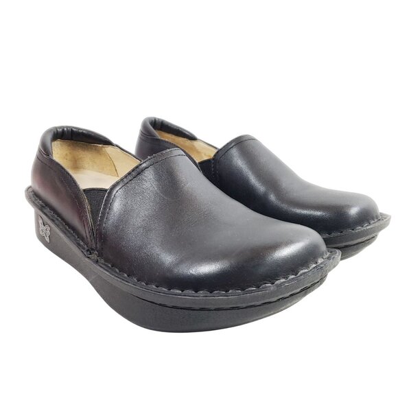 Alegria By Pg Lite Womens Size 6.5 Leather Slip-On Clogs Black - Picture 1 of 9